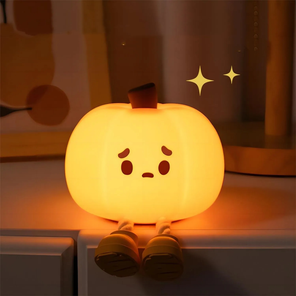 Halloween Pumpkin Night Light – Cute Soft Silicone, Touch Dimmable & Rechargeable